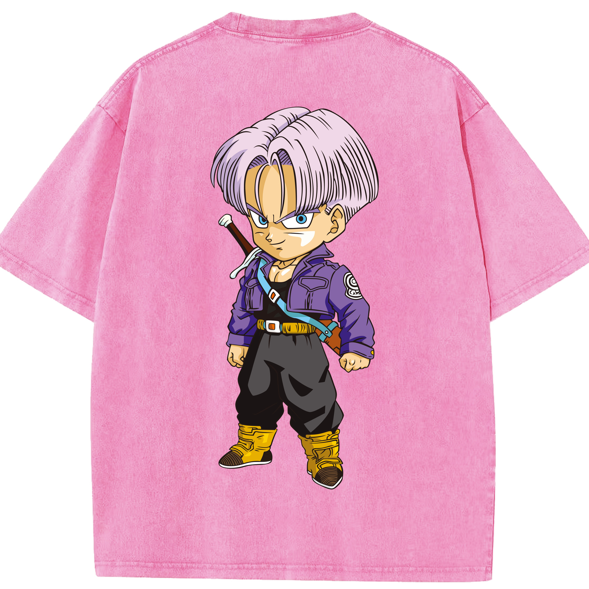 （画像用） ドラゴンボール トランクス（Torankusu）DRAGON BALL Trunks 綿100% ヴィンテージ風 半袖Tシャツ（背面プリント）